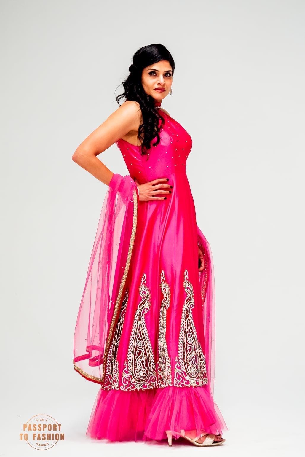 Dark Pink Color Gown