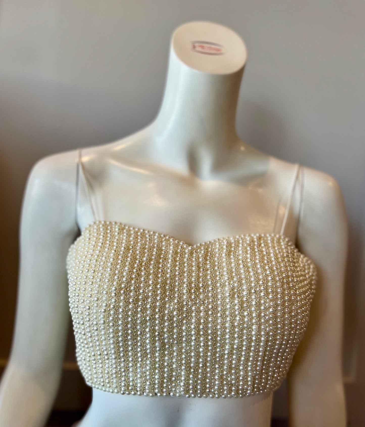 Cream Pearl Strap Blouse
