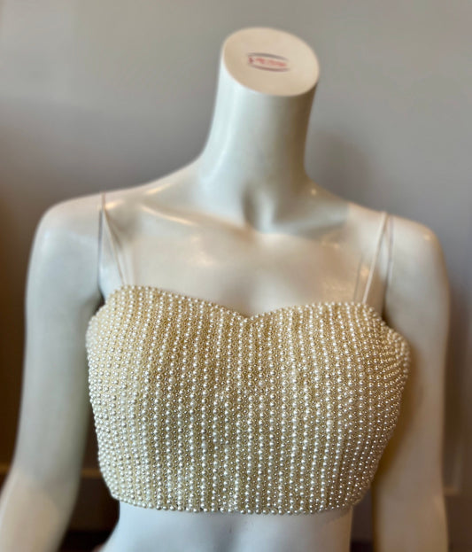 Cream Pearl Strap Blouse