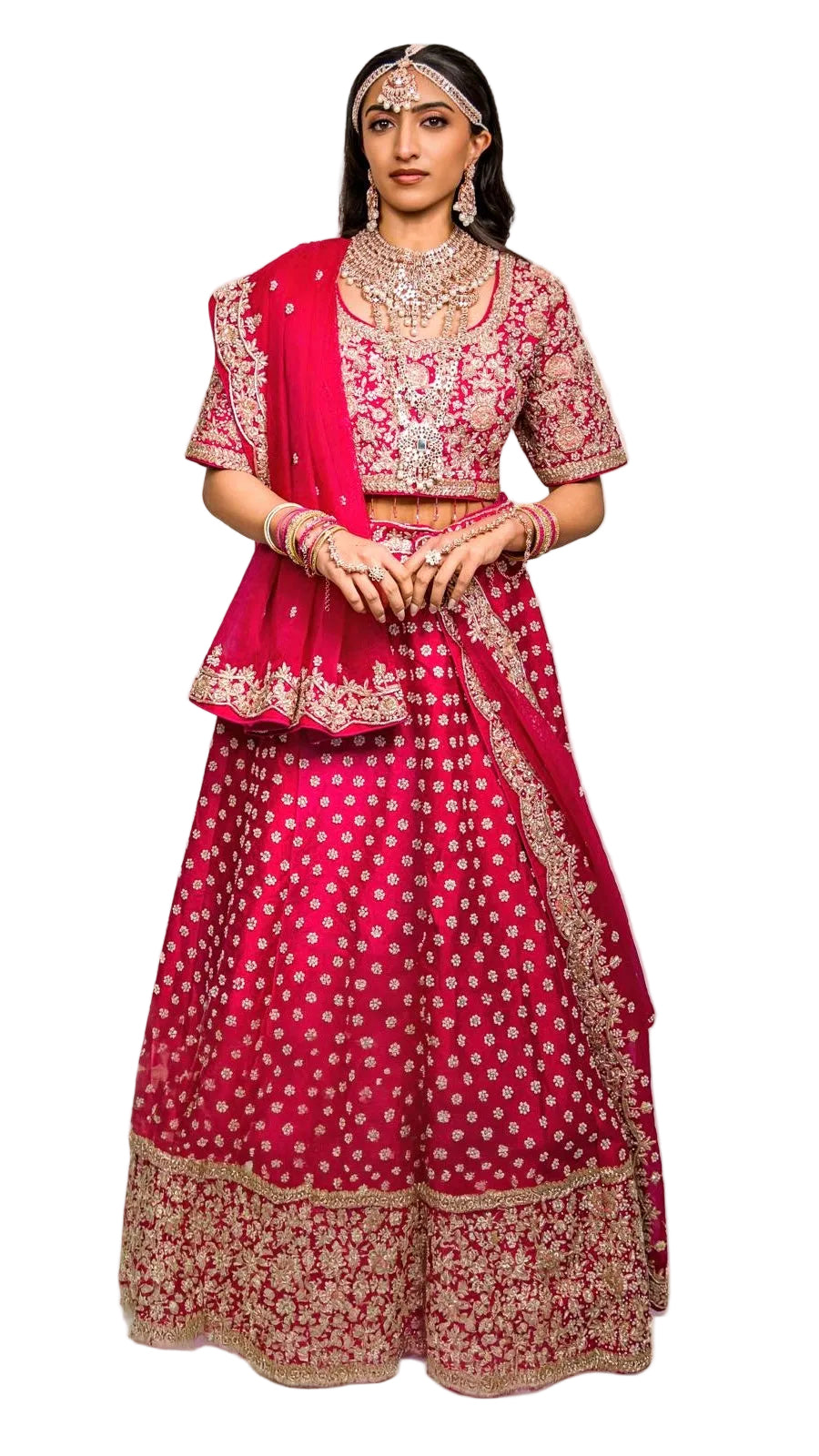 Raspberry Color Bridal Lehnga Set
