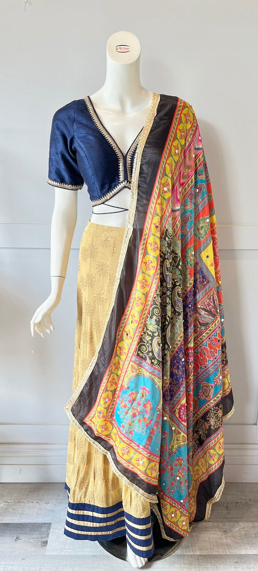Gold & Blue  Lehnga
