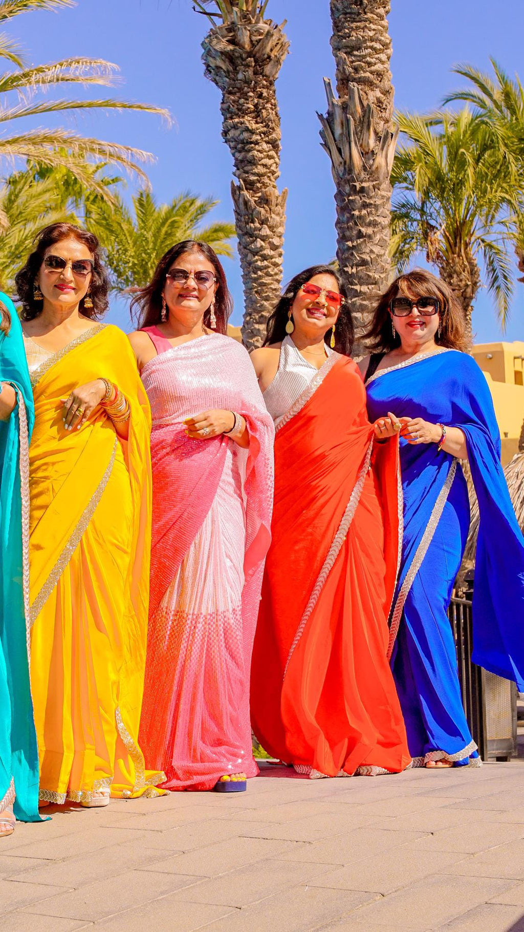 Red Crepe Readymade Saree