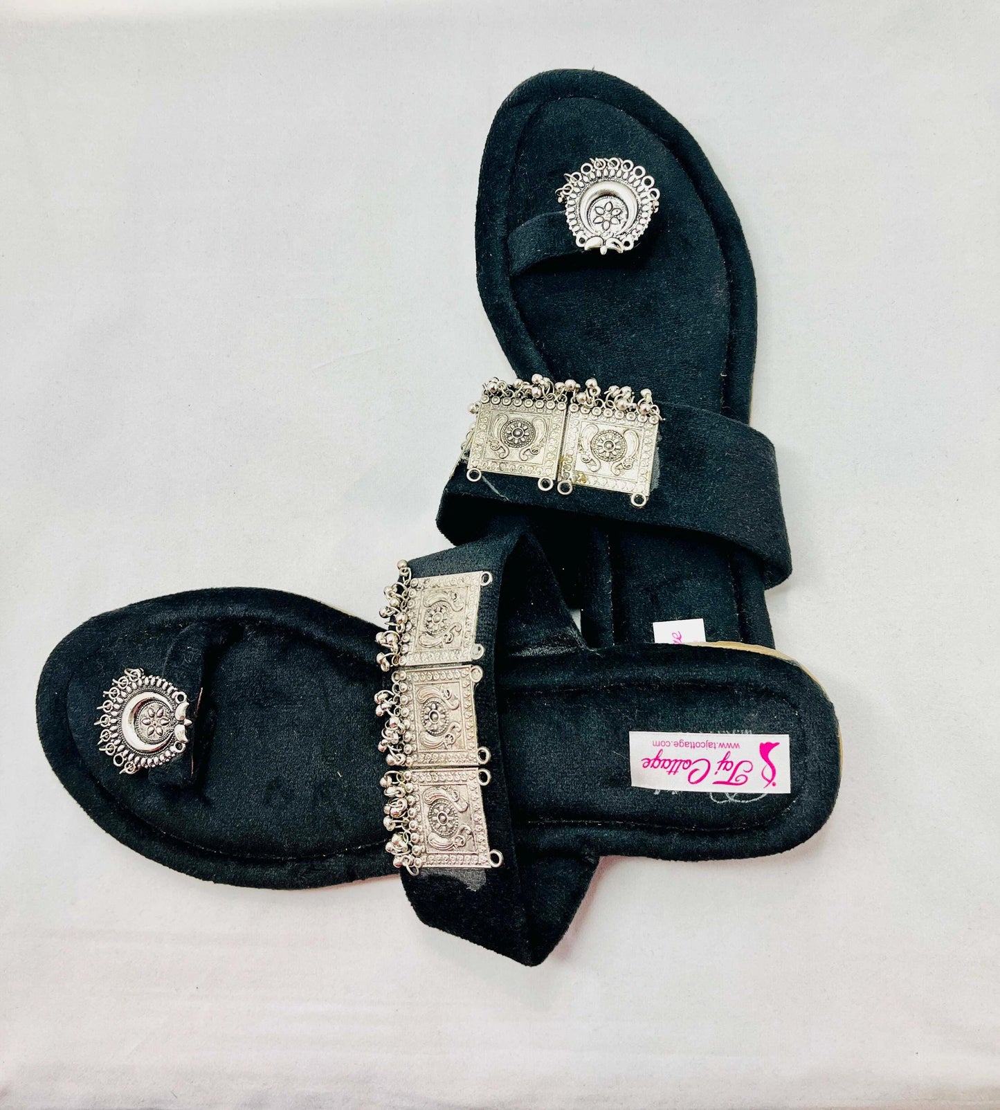 Black Velvet Color Sandals