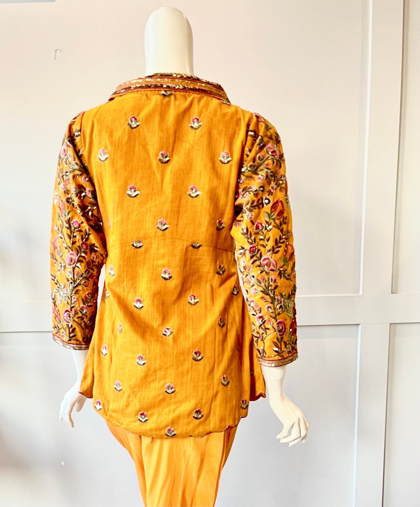 Orange Color Jacket With Tulip Pants