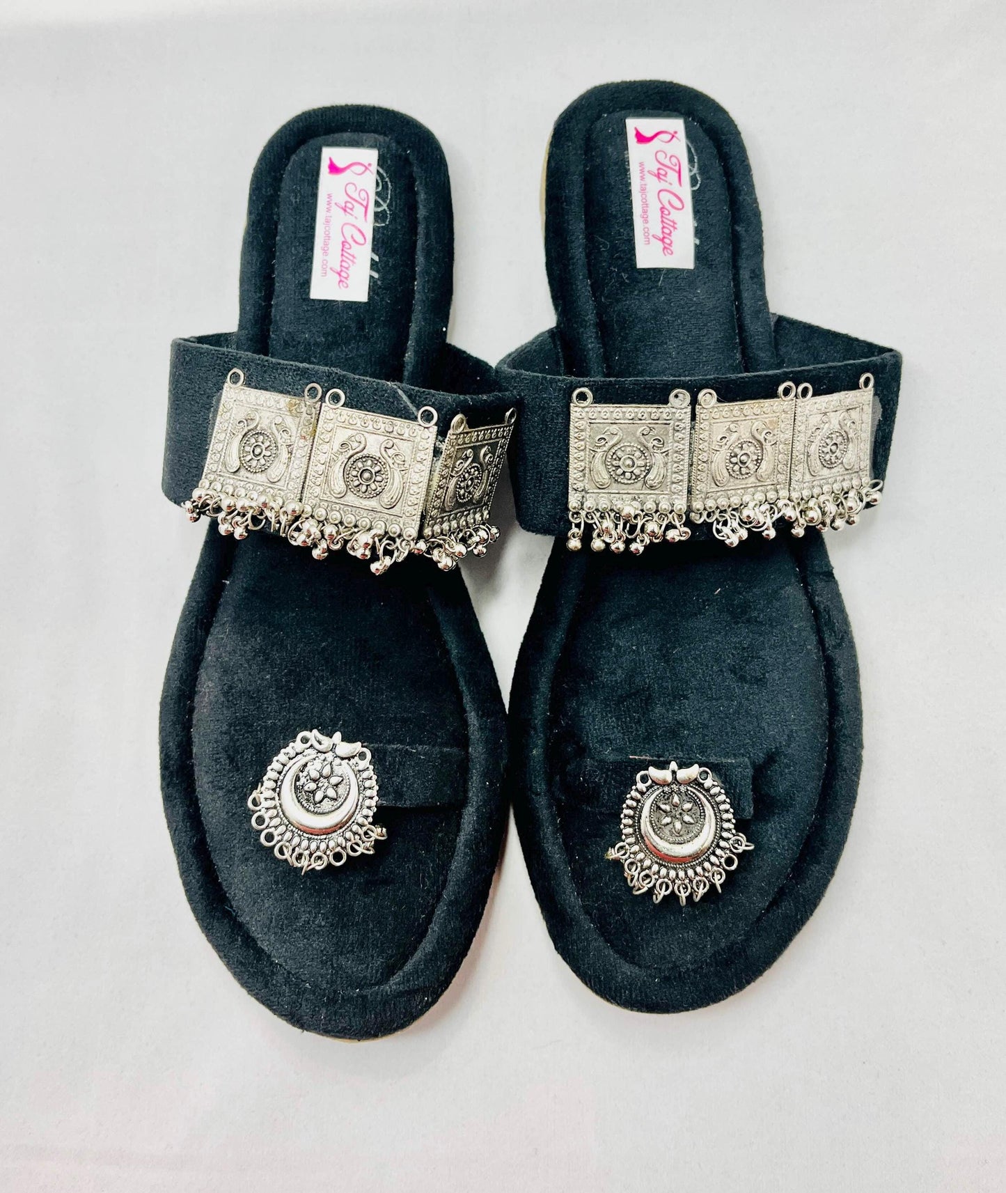 Black Velvet Color Sandals
