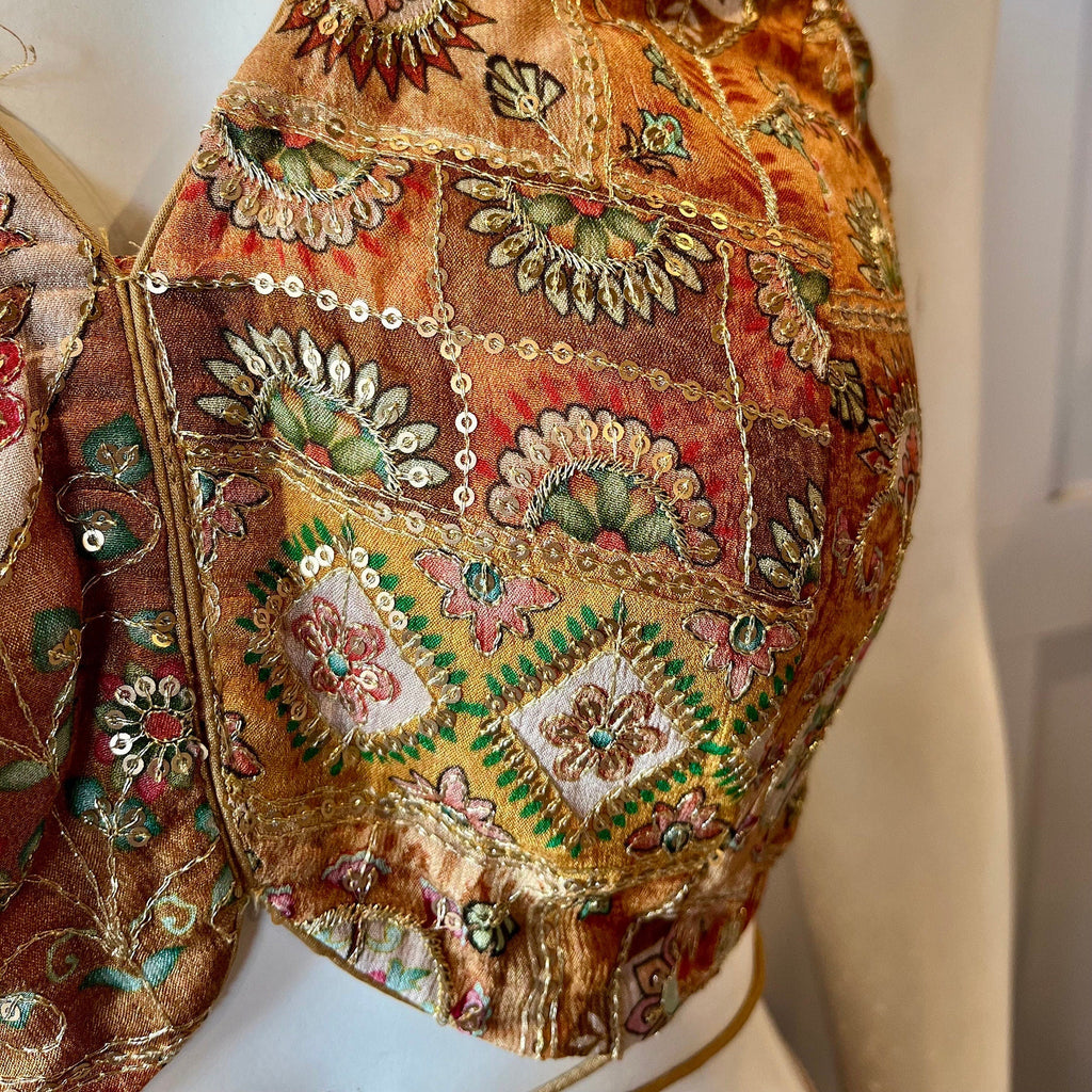 Mustard Yellow Embroidered Sleeveless Blouse