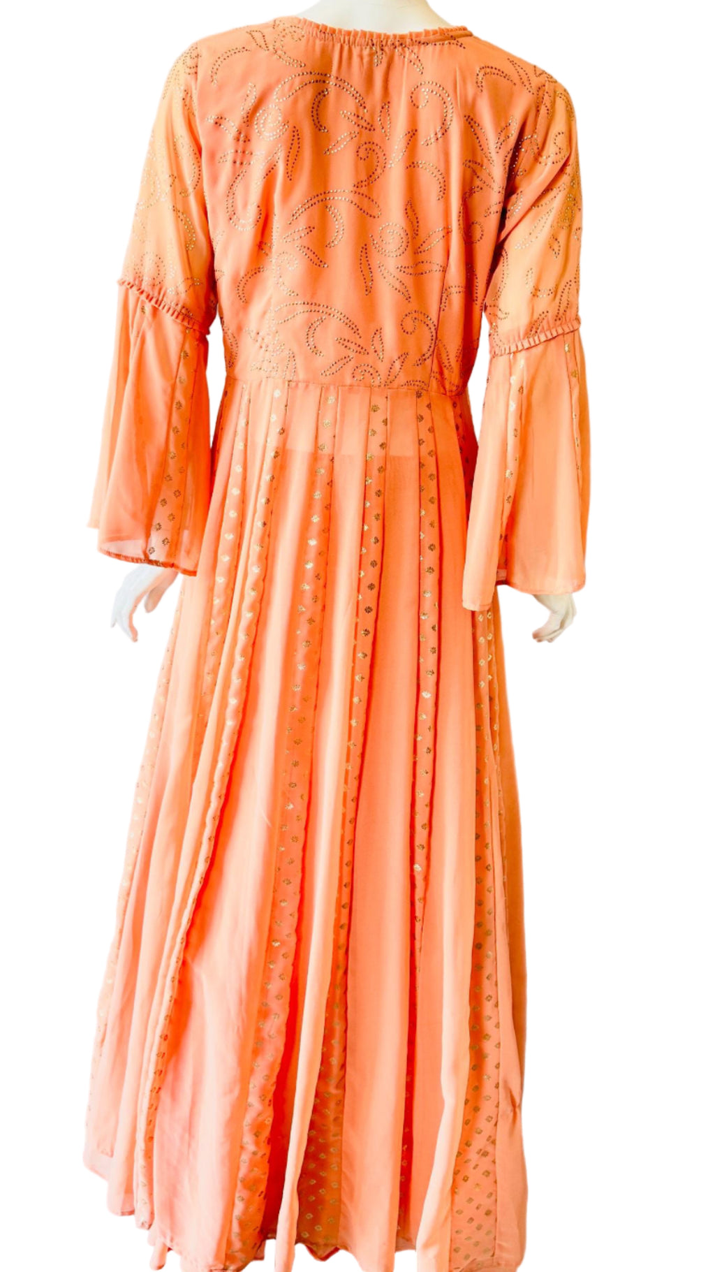 Orange Printed Long-Sleeve Lehnga
