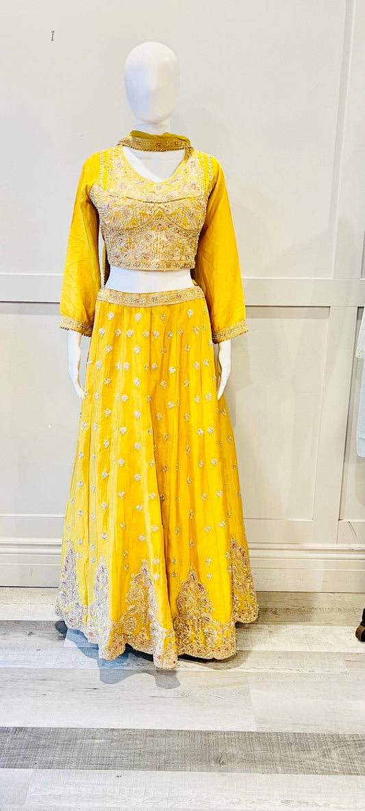 Embroidered Yellow Lehnga