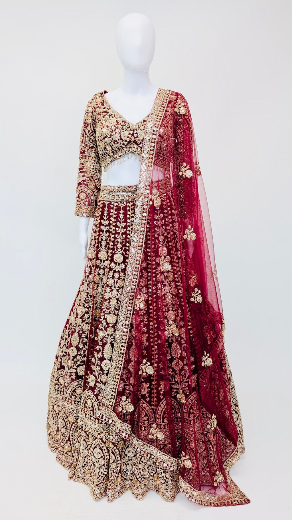 Dark Red Bridal Lehnga