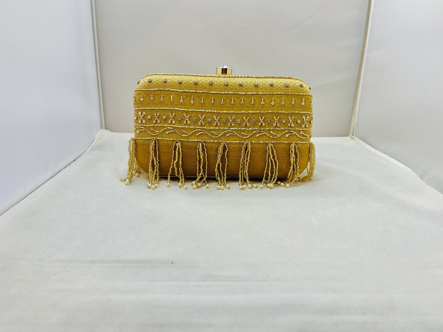 Gold Color Silk Clutch