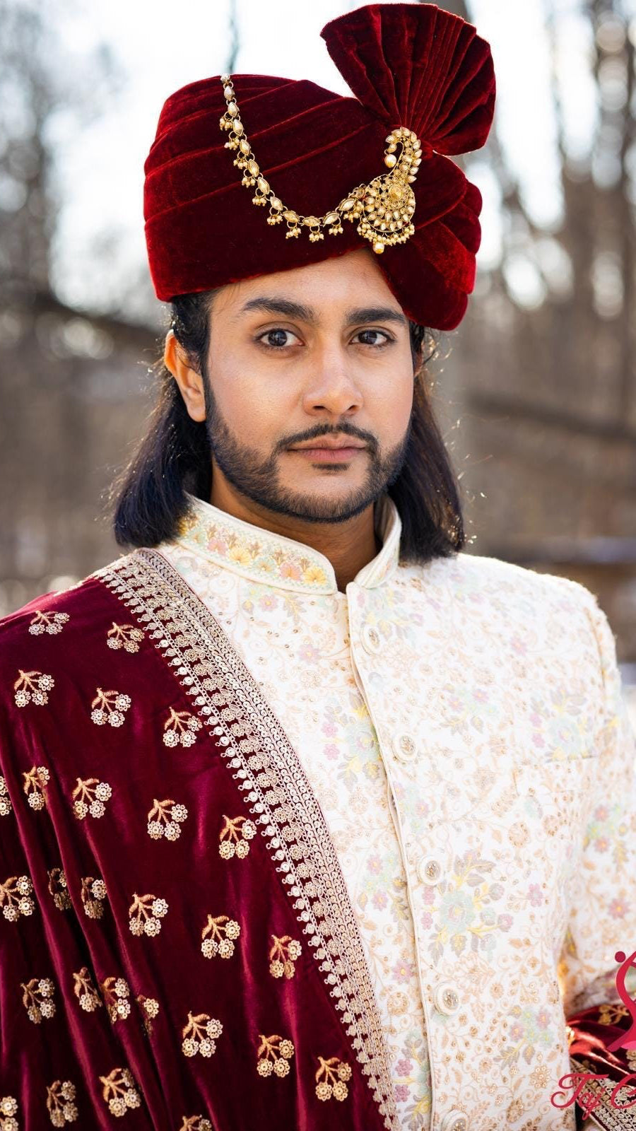 Cream Threads and Sequins Embroidered Sherwani