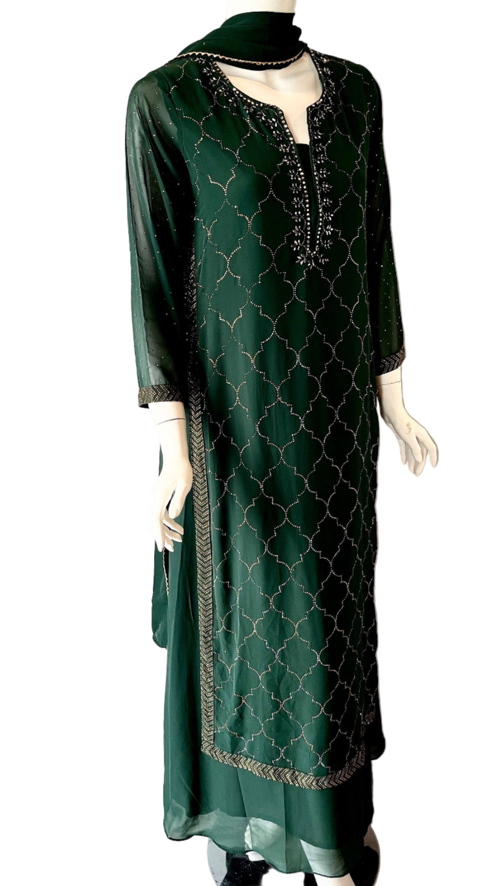 Emerald Green Georgette gown