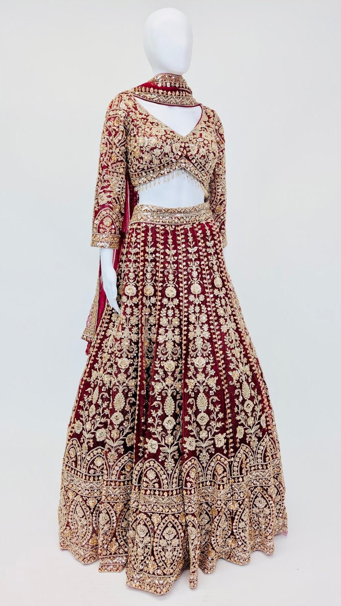 Dark Red Bridal Lehnga