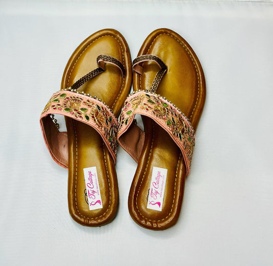 Gold & Pink Color Sandals