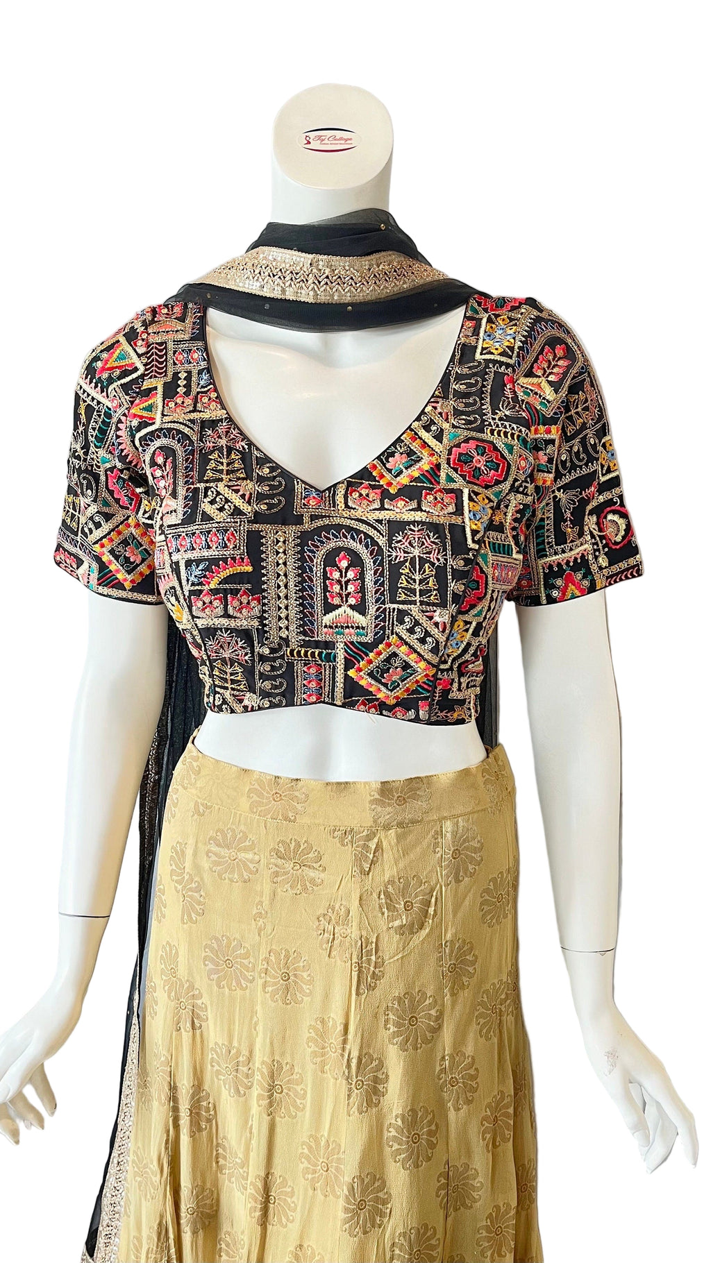 Gold & Black Embroidered Lehnga