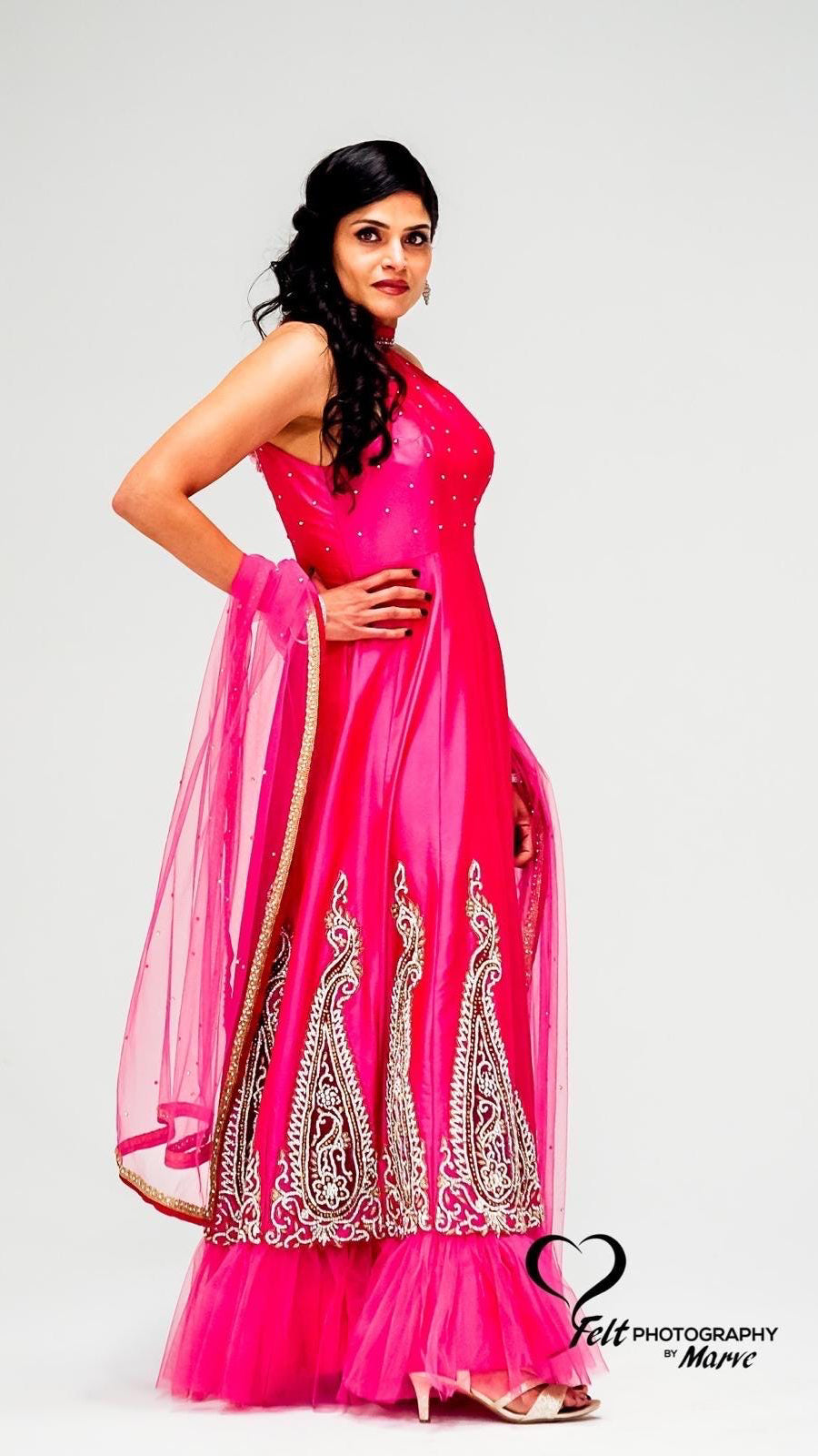 Dark Pink Color Gown