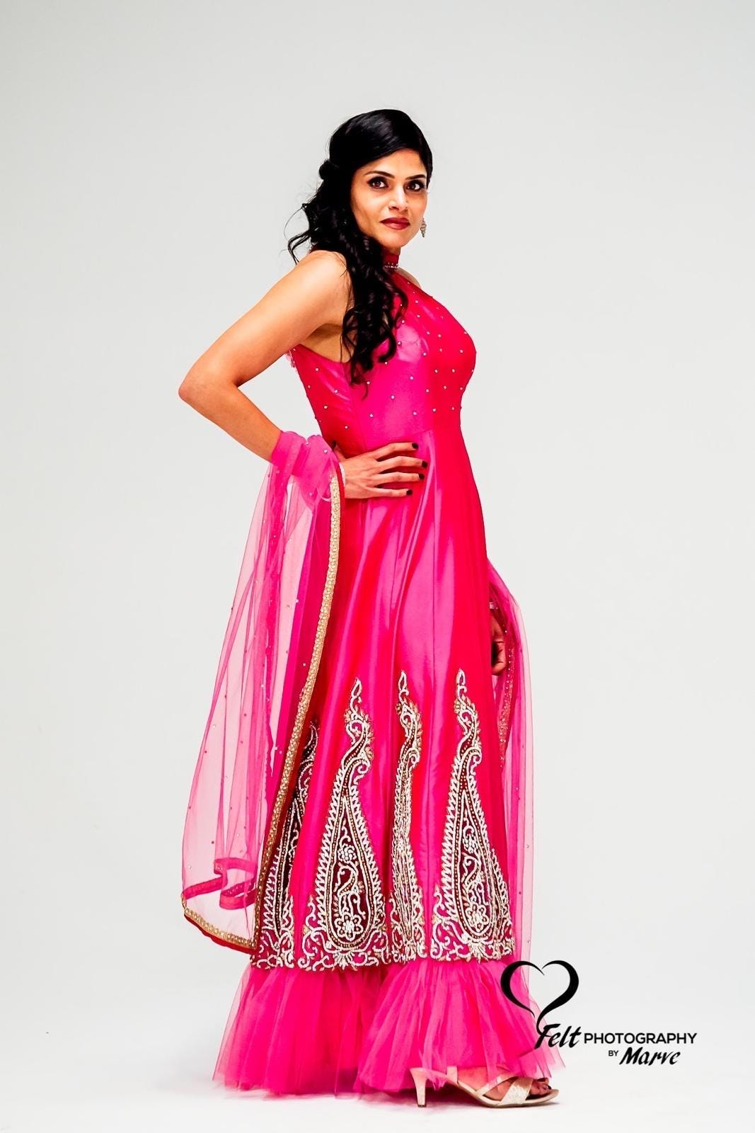Dark Pink Color Gown