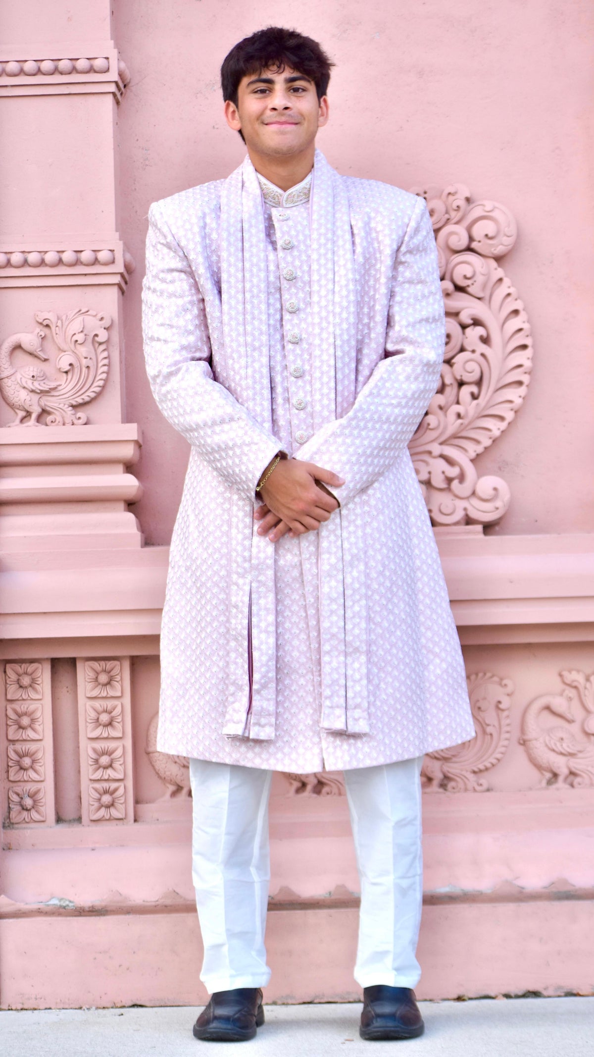 Light Pink Color Sherwani Set
