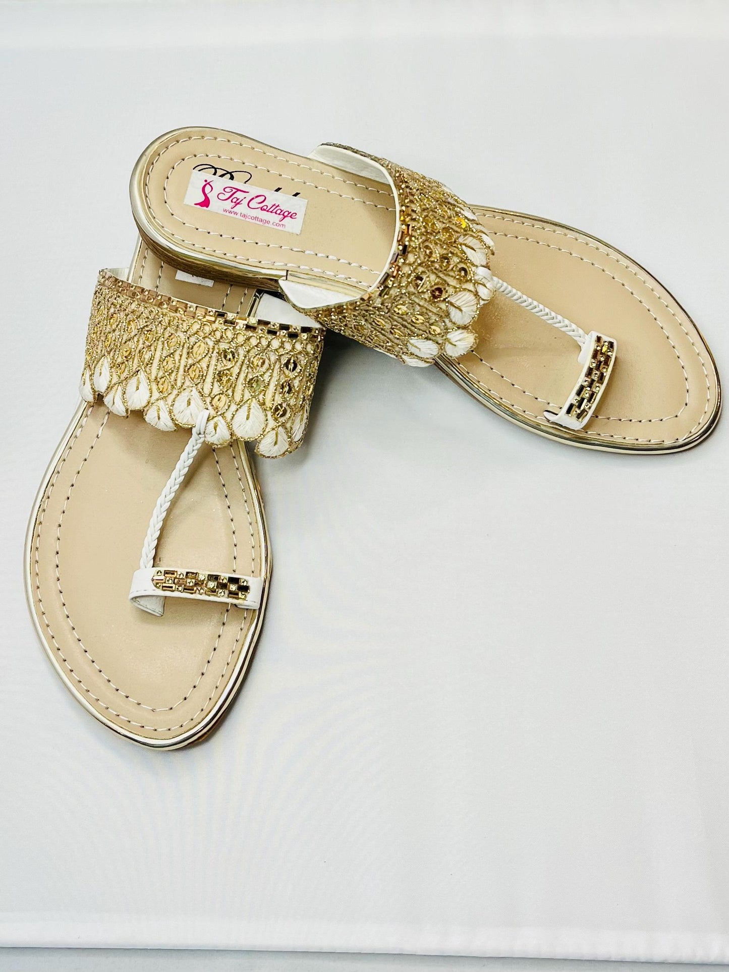 Beige & White Color Sandals