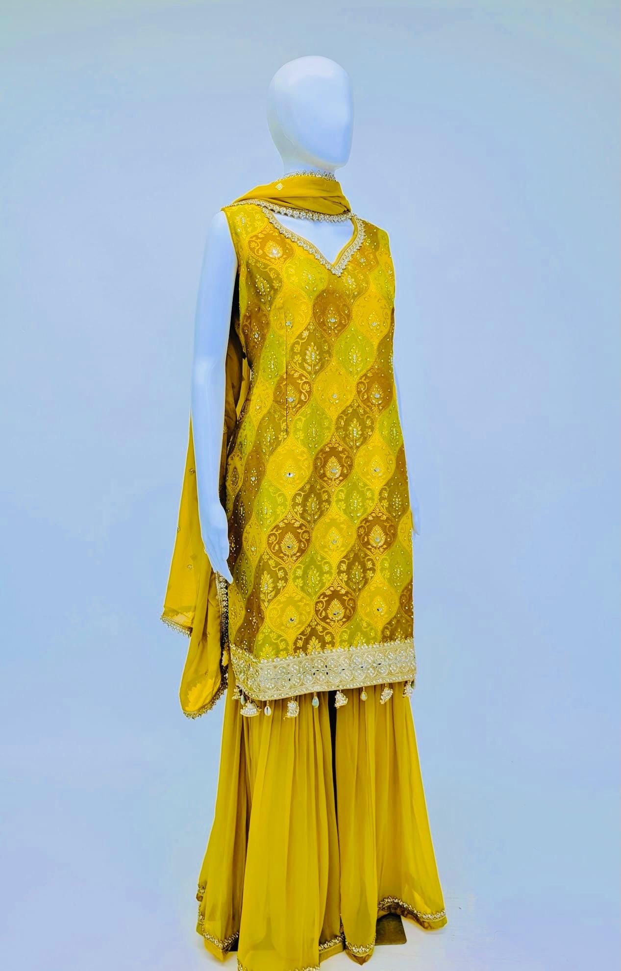 Mustard Yellow Color Sharara Suit