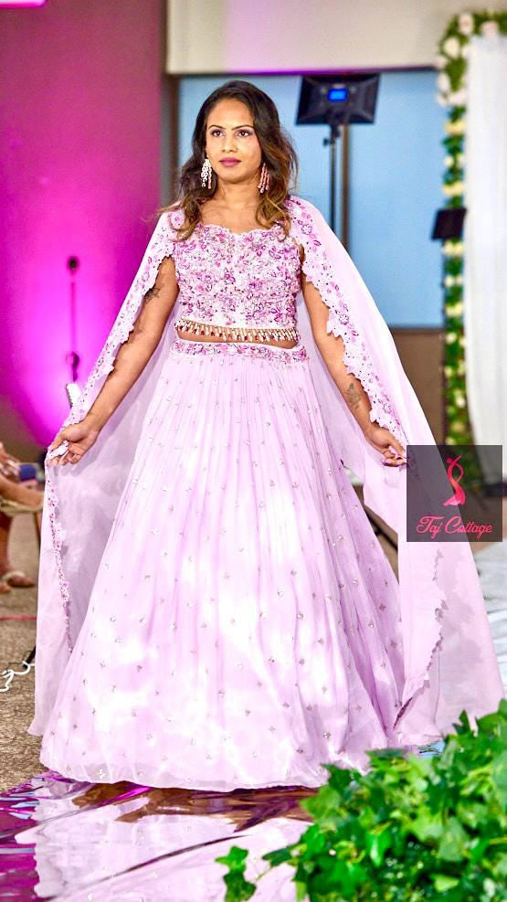 Lavender Lehnga With Cape
