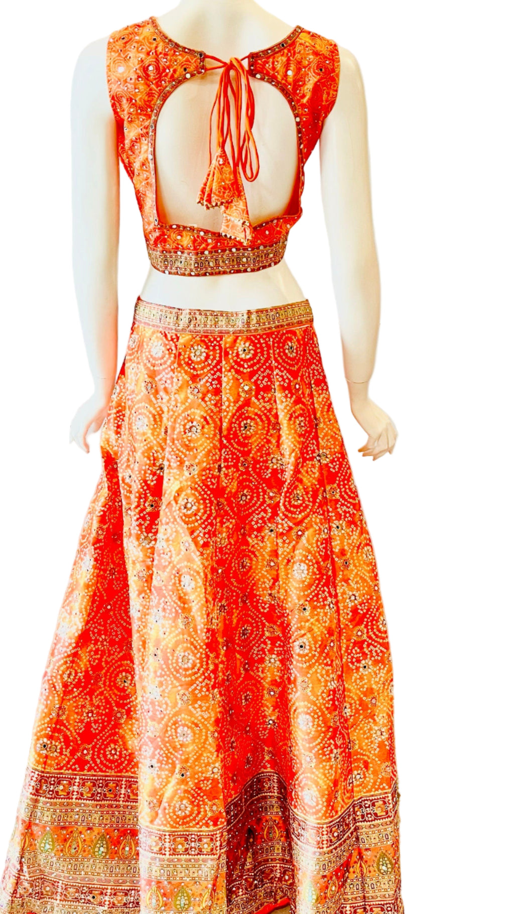 Orange Silk Layered Embroidered Lehnga