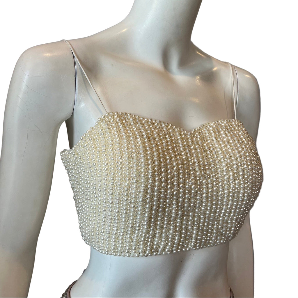 Cream Pearl Strap Blouse
