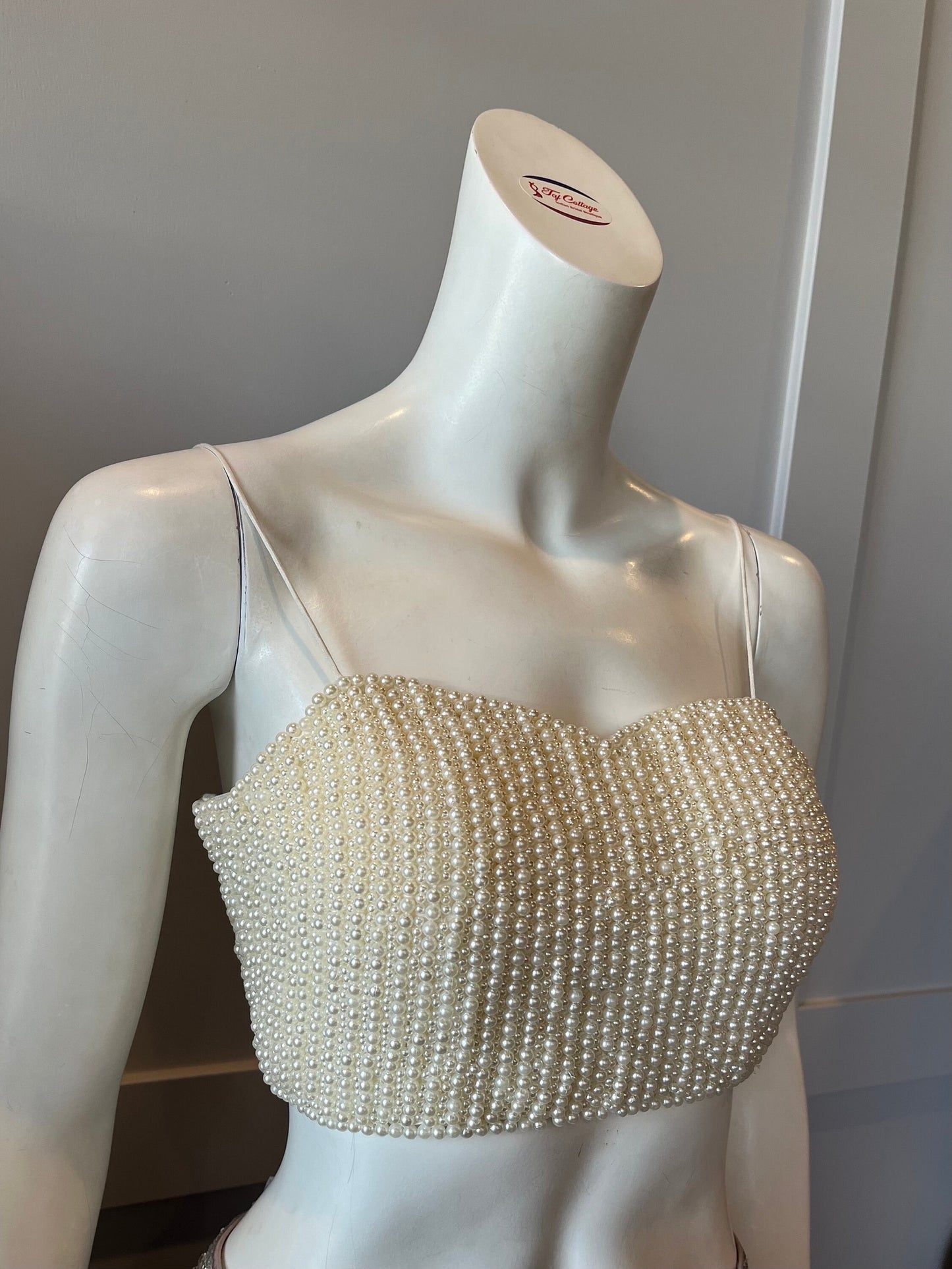 Cream Pearl Strap Blouse