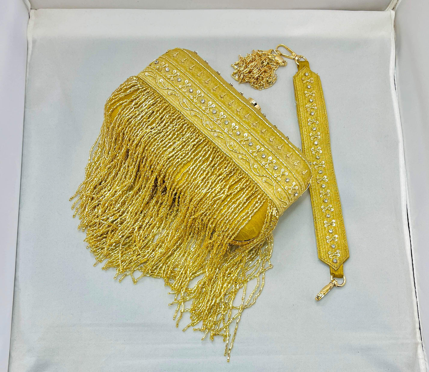 Fancy Gold Silk Clutch