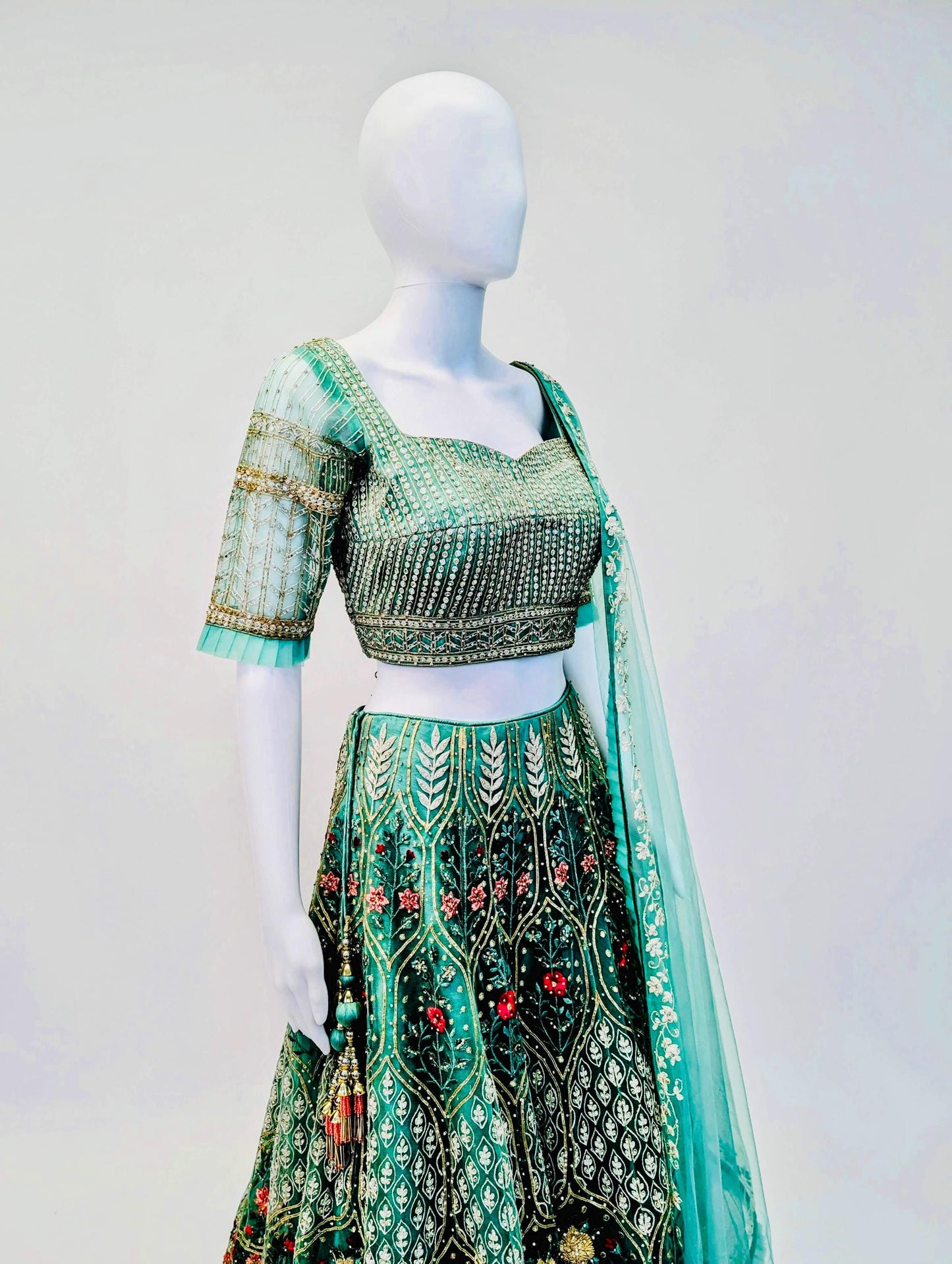 Teal Color Bridal Lehnga