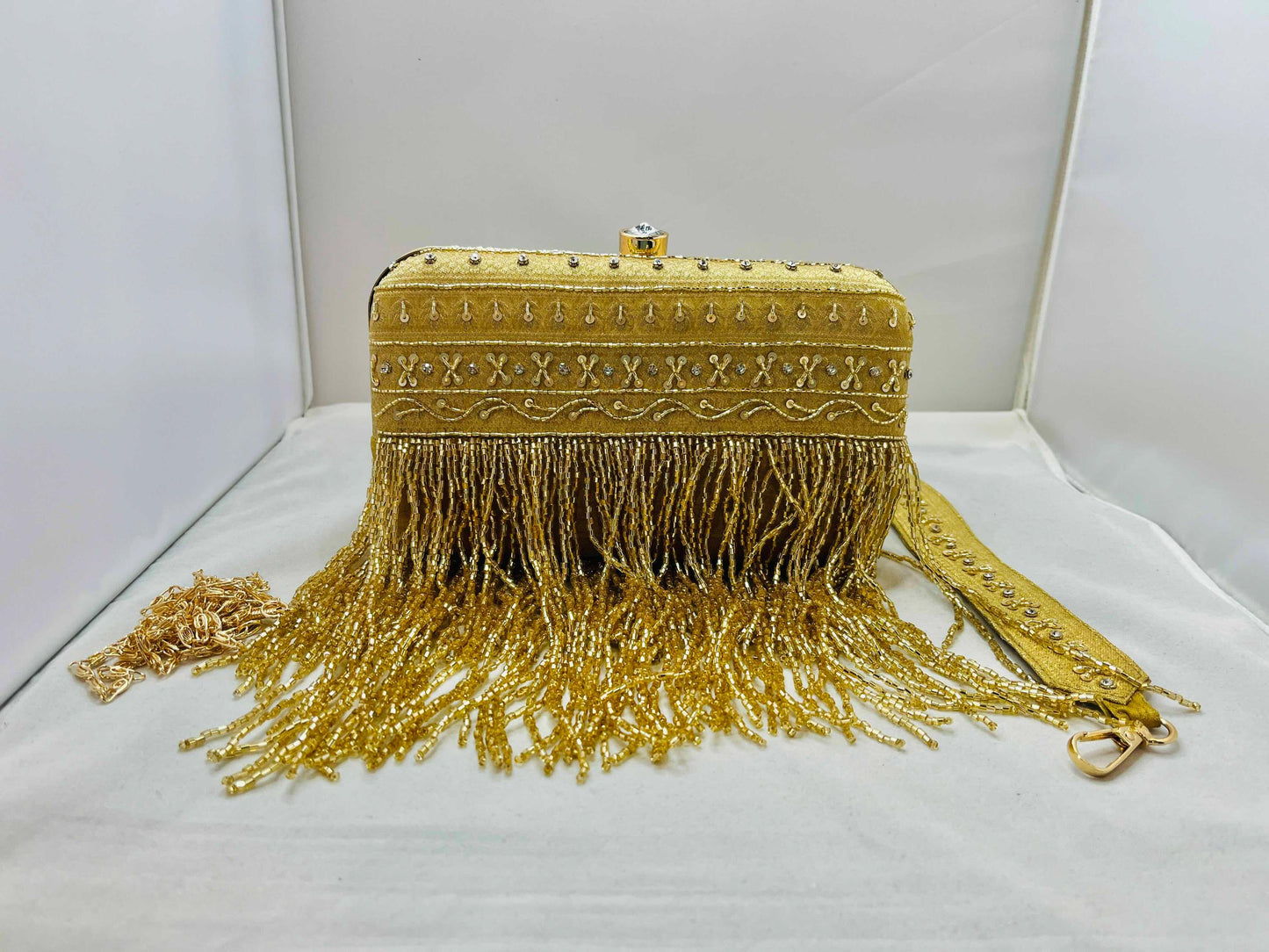 Fancy Gold Silk Clutch