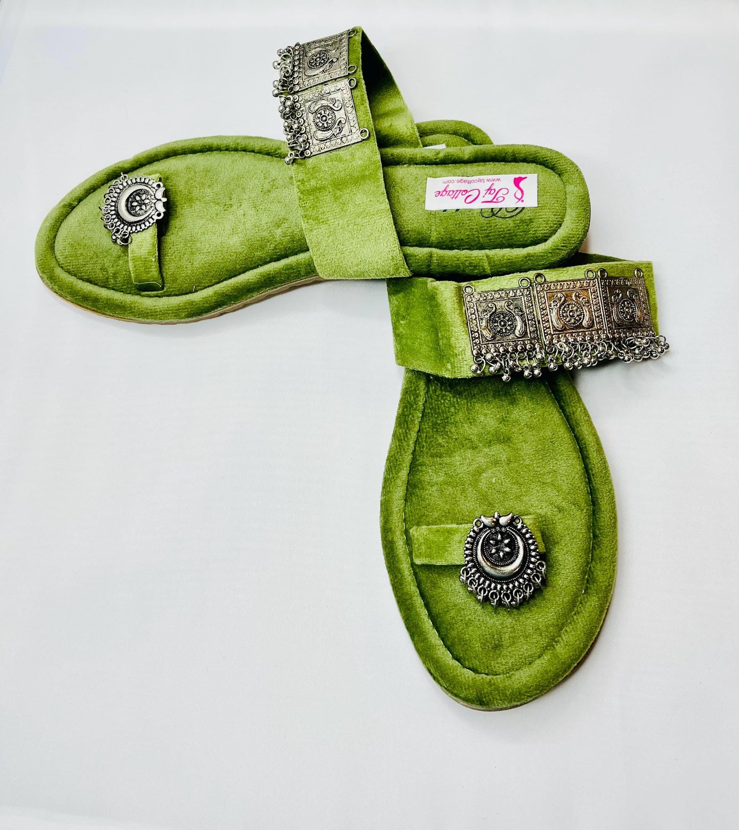 Light Green Velvet Color Sandals