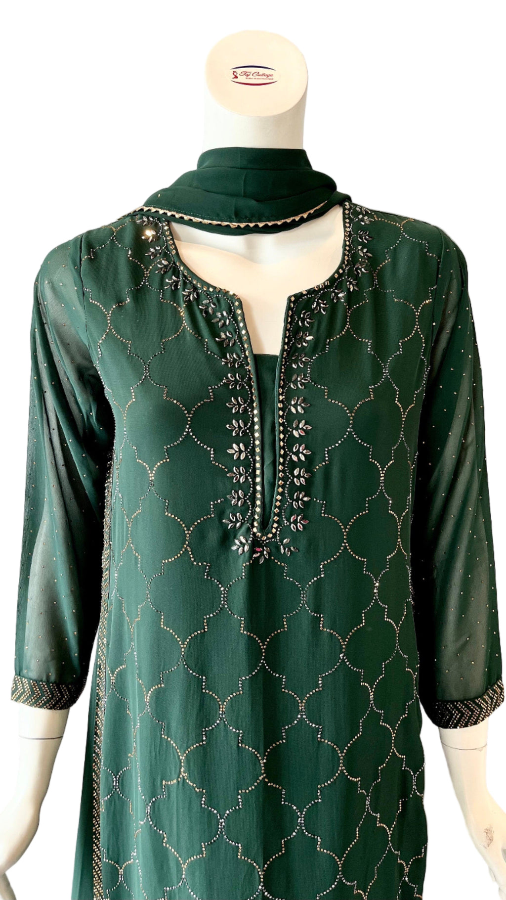 Emerald Green Georgette gown