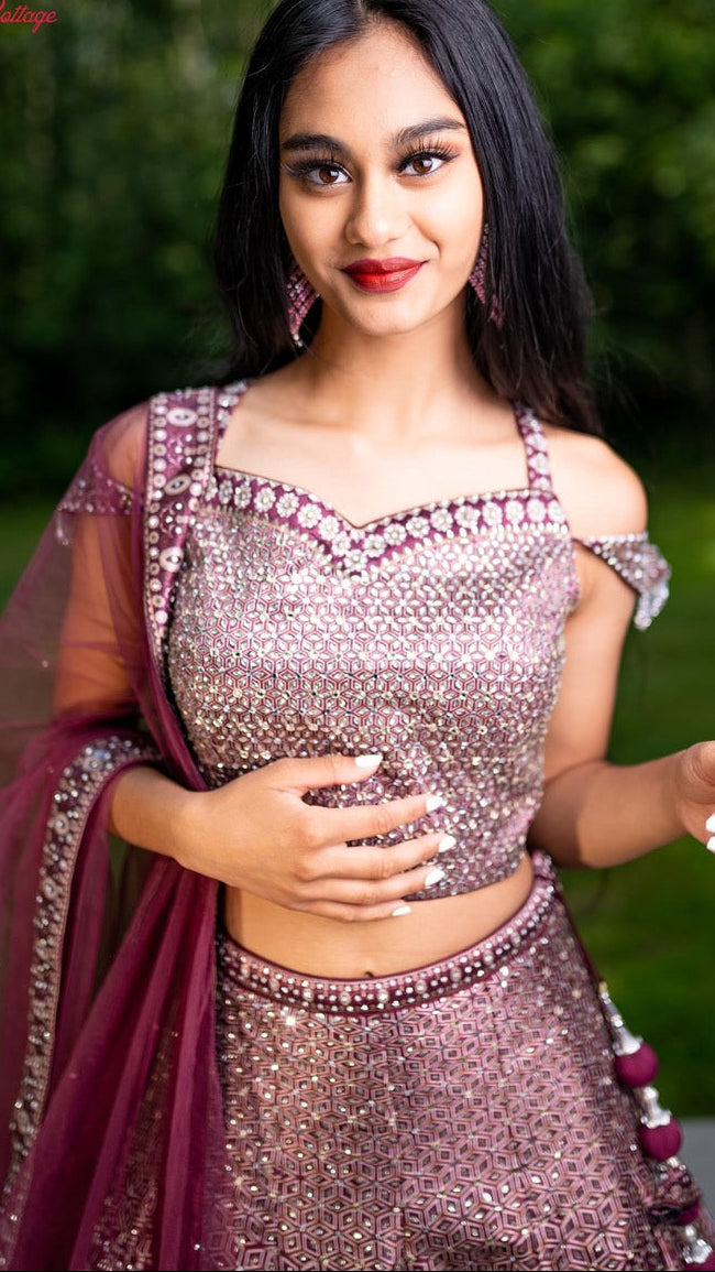 Wine Color Lehnga Set