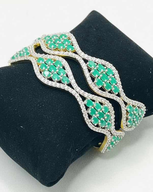 Emerald Green American Diamond Bangles