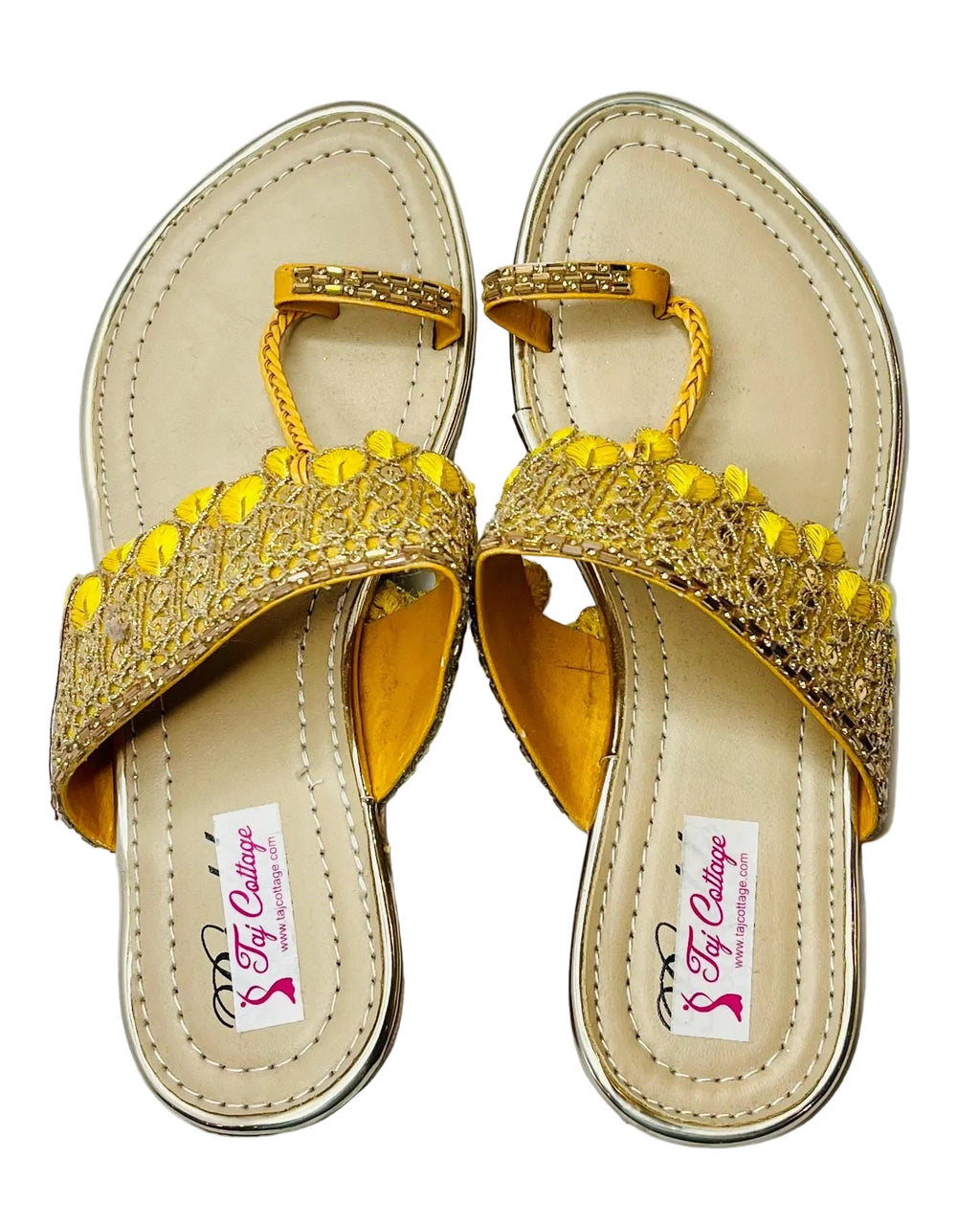 Beige & Yellow Color Sandals