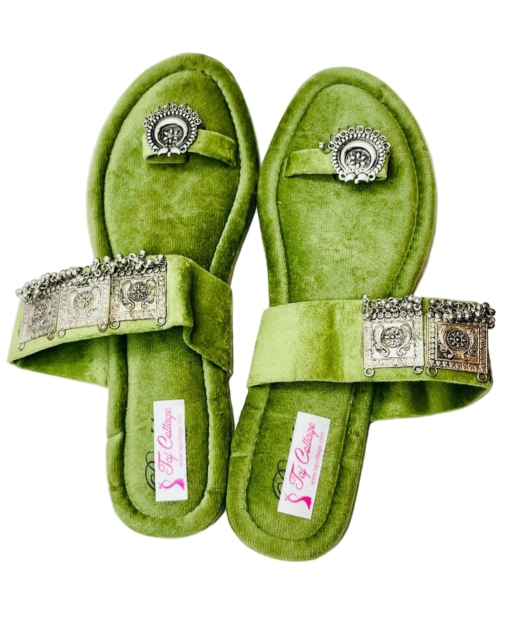 Light Green Velvet Sandals