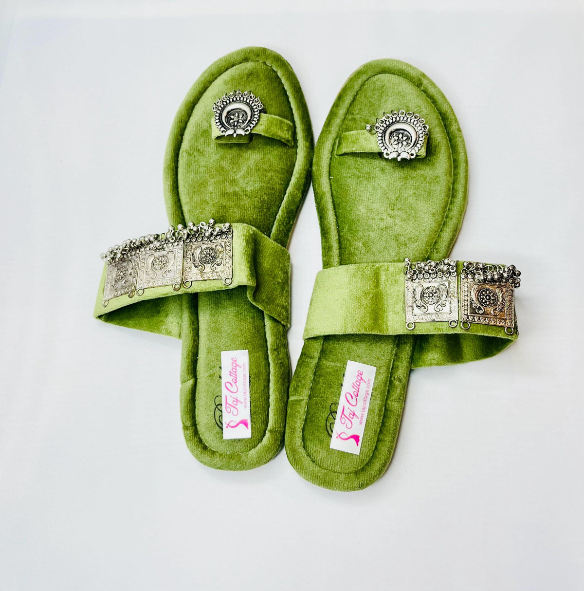 Light Green Velvet Color Sandals