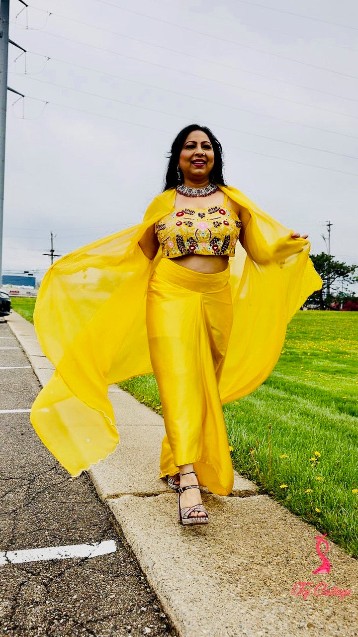 Yellow Color Readymade Dhoti Set