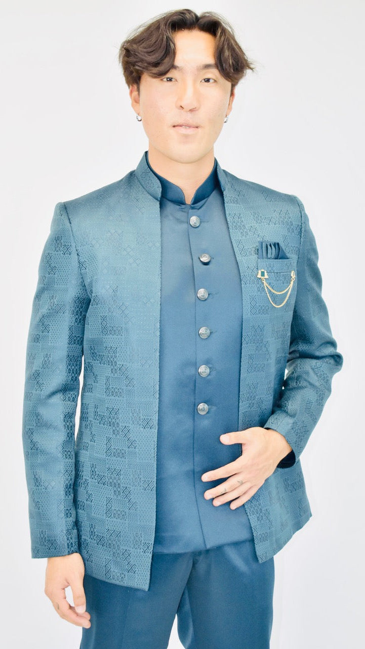 Peacock Blue Indo-Western Set