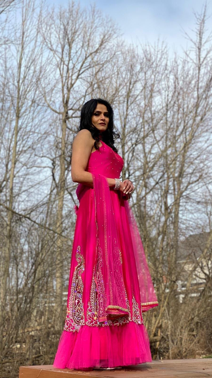 Dark Pink Color Gown