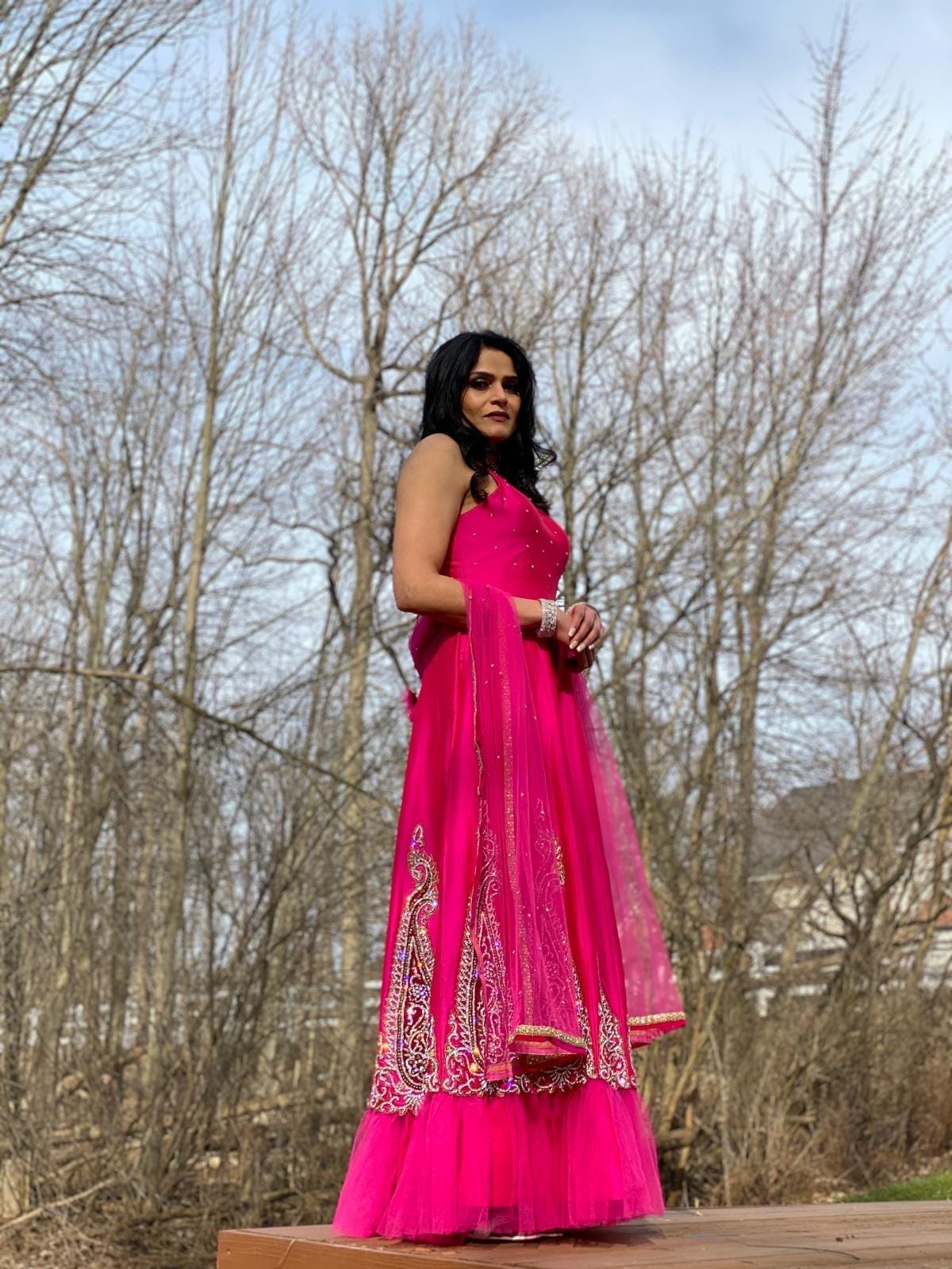Dark Pink Color Gown