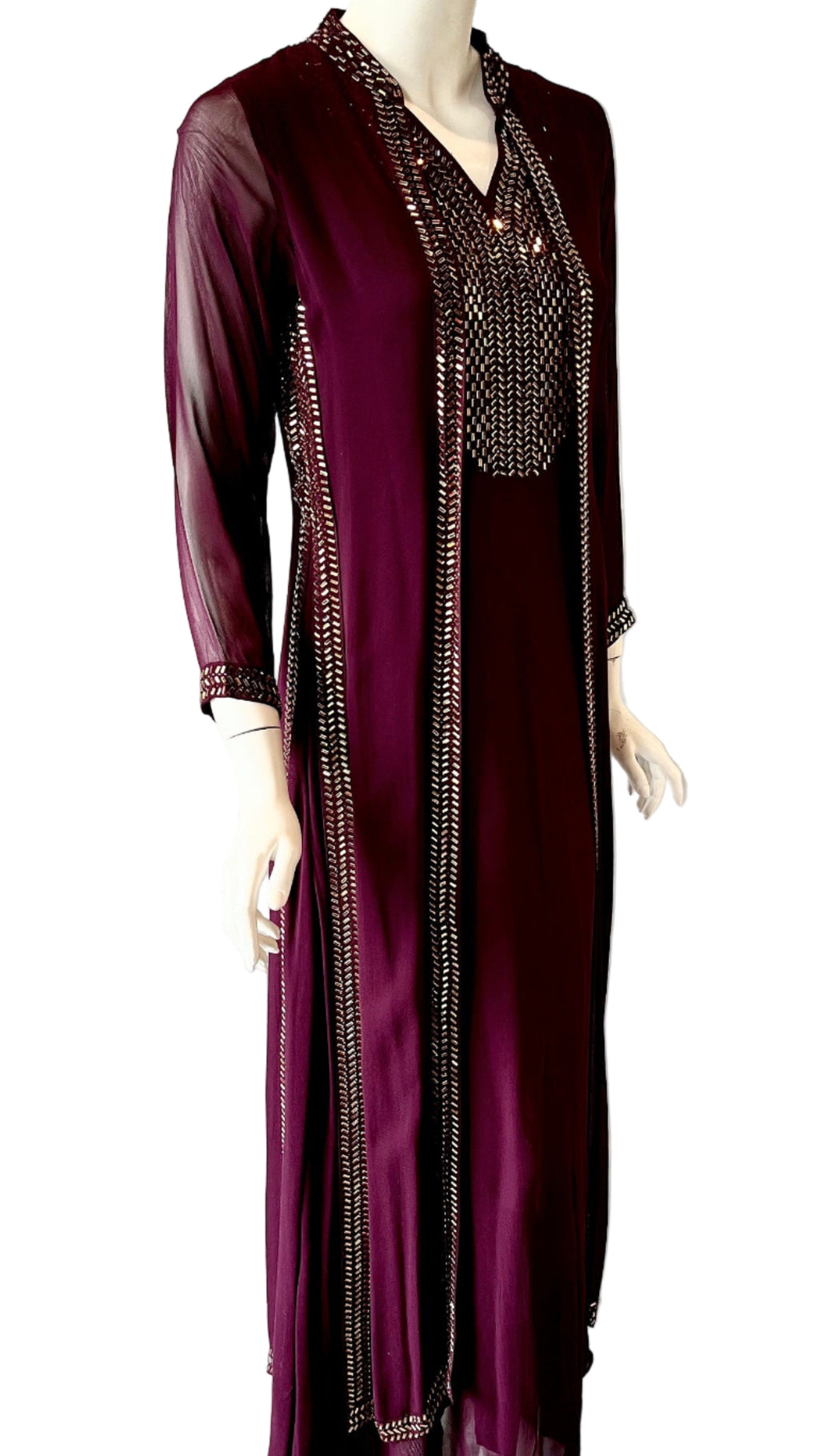 Wine Georgette Full Length Gown