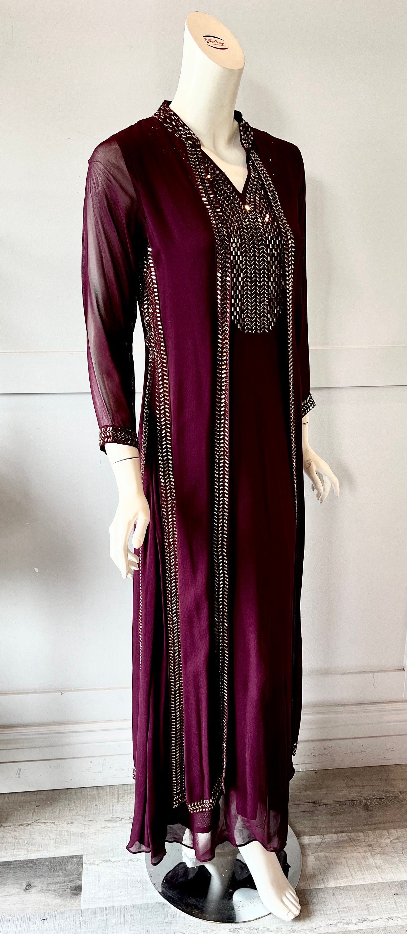 Wine georgette gown