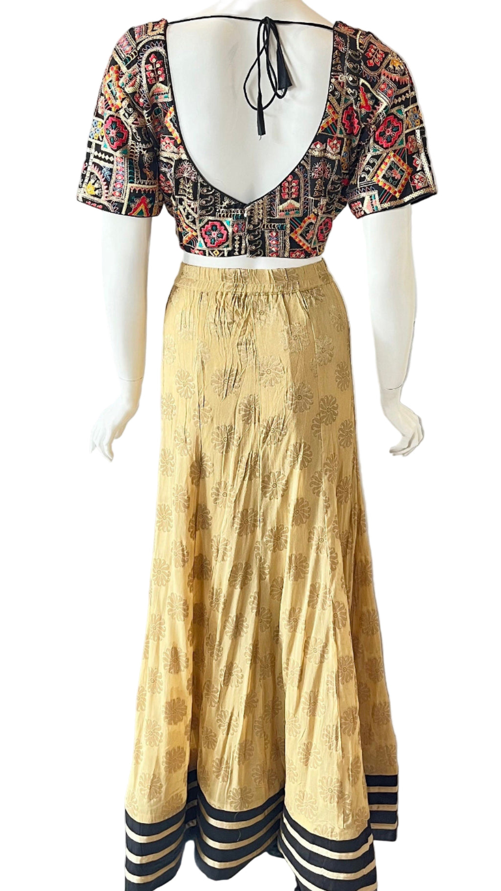 Gold & Black Embroidered Lehnga