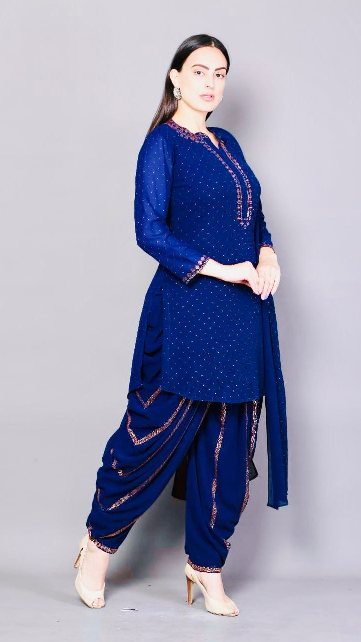 Blue Color Dhoti Set