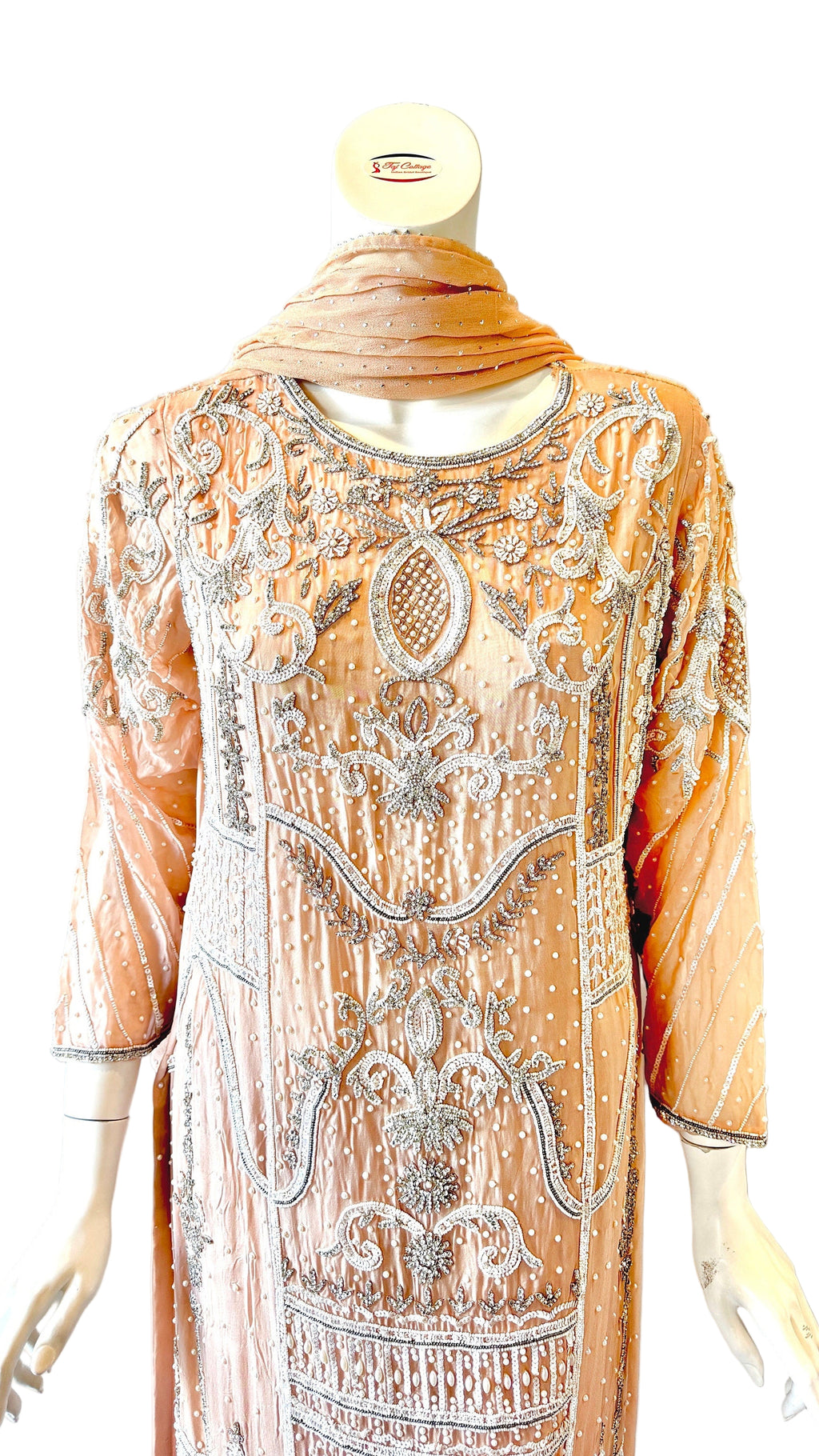 Peach Embellished Palazzo Set