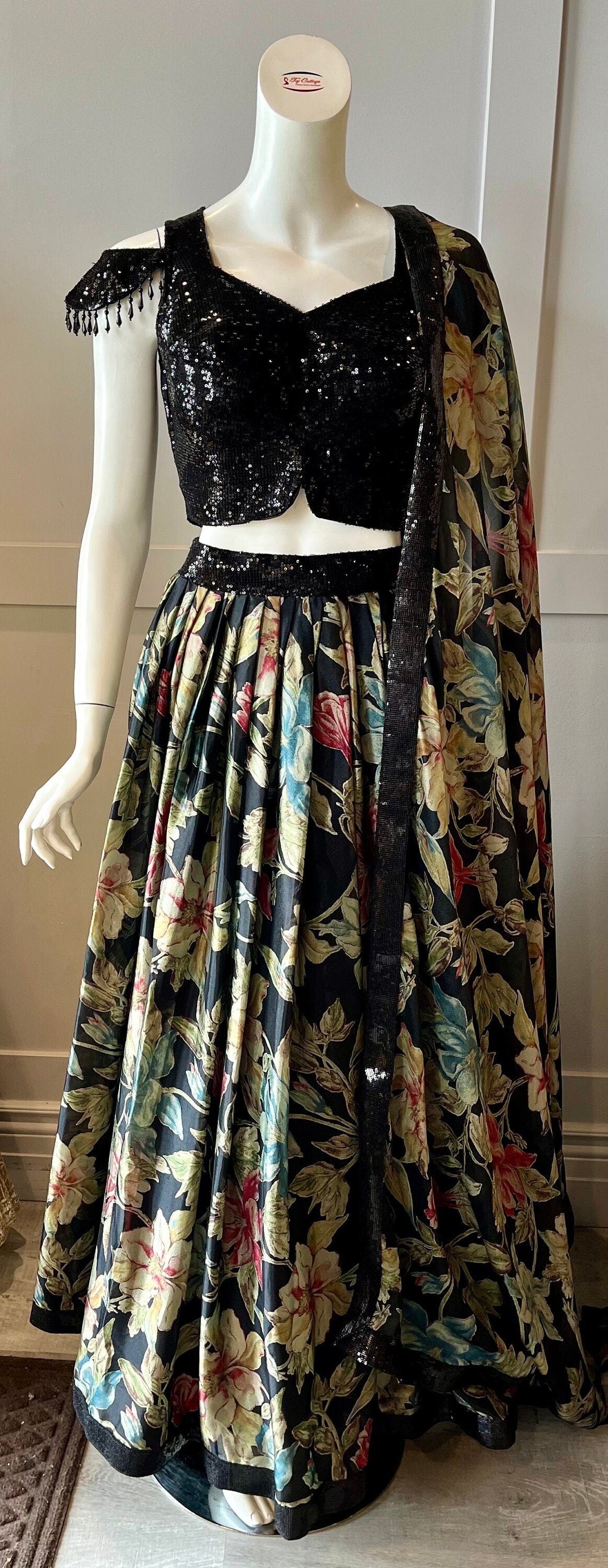 Floral Black Lehnga
