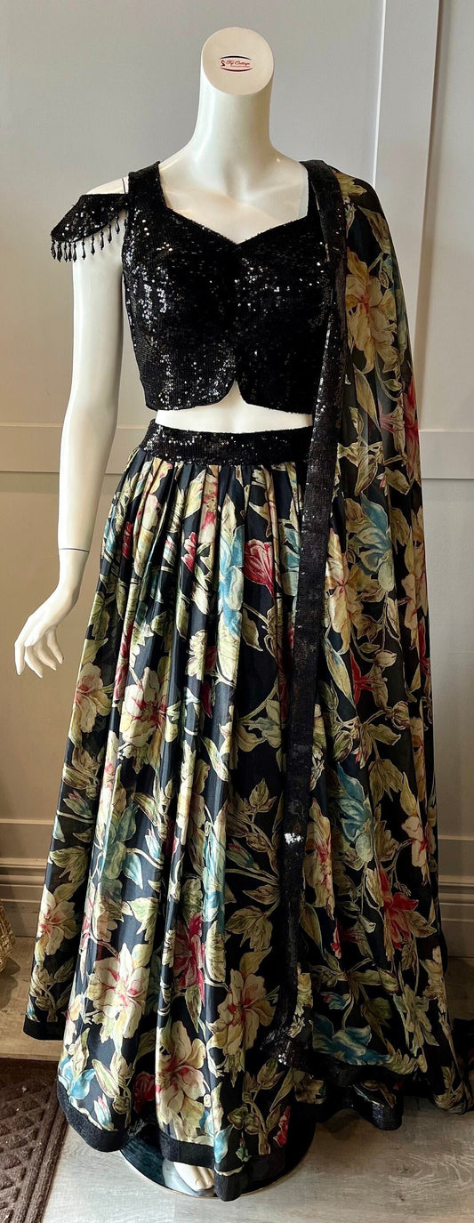 Floral Black Lehnga