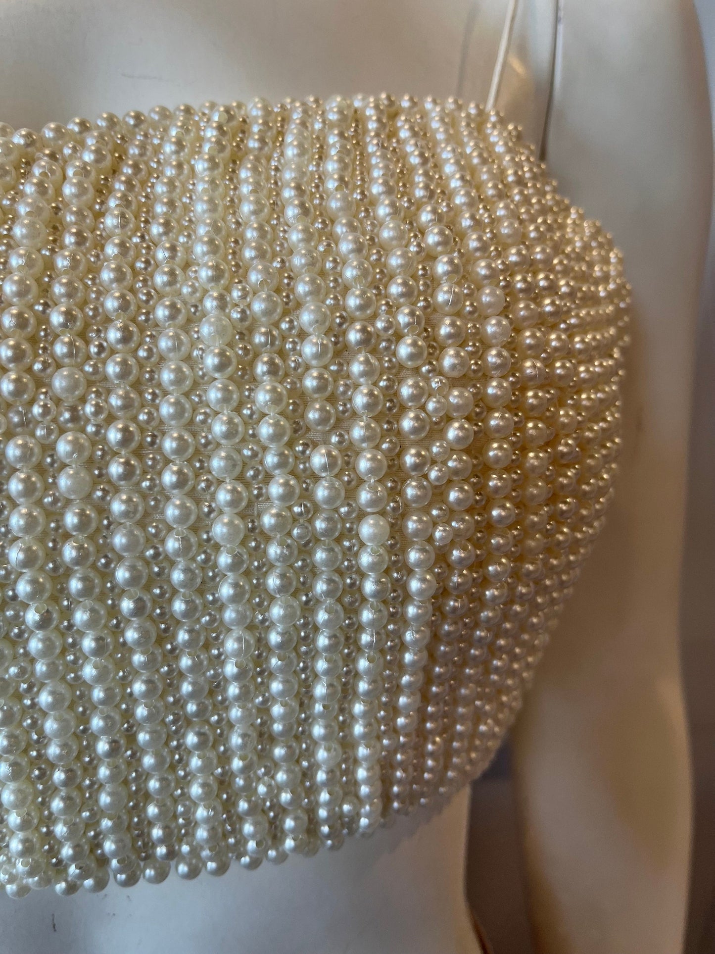 Cream Pearl Strap Blouse